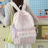 KYLETHOMASW  -  School Student Mochila Dot Bow Stripe Bag Commuter Mochilas Mujer High Capaci Backpacks Lace Backpack Sweet Bolsas Feminina