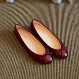 KYLETHOMASW  -  Women's Leather Bow Ballet Women's Flats and Loafers,Slip on Soft Chaussures Pour Femmes,Elegant Party Daily Office Ladies Shoes