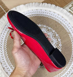 KYLETHOMASW  -  Women Round Toe Ballet Flats Spongy Bottom  Hot New 2024 Italian Shoes Patent Leather Classic Bow-Knot Dressing Slip-On 34 48 47