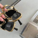 KYLETHOMASW  -  Luxury Bling Design Mules Sandals Women Sexy Pointed Toe Thin High Heels Summer Back Strap Banquet Dress Shoes Women Pums