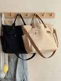 KYLETHOMASW  -  Cloth Handbag Thickened Canvas Shoulder Bag Simple Commuter Student Handheld Crossbody Tote Bags With Zipper