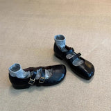 KYLETHOMASW  -  Double Buckle Strap Tabis Shoes Ladies Solid Leather Mary Janes Low Heeled Flats Woman Trotters Loafers Barefoot Walking Shoes