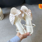 KYLETHOMASW  -  Fashion Butterfly-Knot Ladies Thin Heels Sandals Shoes Female Round Toe Footwear Elegant Women Heeled Sandals Slides Shoes