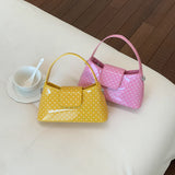 KYLETHOMASW  -  Women Sweet Polka Dot Patent Leather Underarm Bag Small Flap Design Single Short Handle Shoulder Bags Cute Daily Dating Handbags