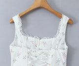 KYLETHOMASW  -  Sexy Backless Floral Print Sling Mini Dress For Women Sleeveless A-line Summer Holiday Party Robe Lady Birthday Dress Lace Up