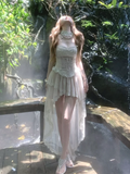 KYLETHOMASW  -  Y2K Irregular Midi Dress Women Fashion Party Sexy Lace Strapless Dress Summer Fairy Korean Bandage Bodycon Design Lady Vestidos
