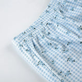 KYLETHOMASW  -  2 Piece Pajama Set Sleeveless Lace Trim Cami Top Summer Women Floral Shorts Sleepwear Sets Korean Chic Slim Fit Pyjama Home Suit