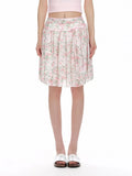 KYLETHOMASW  -  Sweet Pink Floral Print Chiffon Mini Skirt | High Waist Ribbon Tie Ruffle A-Line Skirt | Y2K Kawaii Summer Skirt for Women Lady