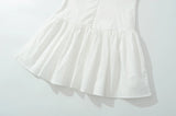 KYLETHOMASW  -  Sexy White Embroidery Floral Low Waist Mini Tank Dress Women Open Buttons Neck Bodycon Sleeveless Ruched Hem Swing Party Robe