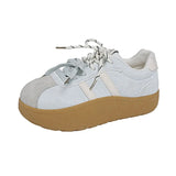 KYLETHOMASW  -  Spring Summer Women's Retro German Trainer Thick Sole White Sneakers Lightweight Non‑Slip Fashion All‑Match Casual Shoes