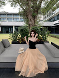 KYLETHOMASW  -  Elegant Mesh Skirt Set Women's Spring New A-Line Pleated Midi Long Skirt Two-Piece Set Fashionable Casual Summer Outfits