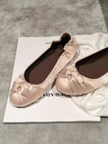 KYLETHOMASW  -  New French High-End Satin Slip-On Shoes for Women, Niche Twisted Round-Toe Flat Evening Ballet Shoes