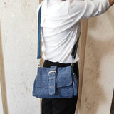KYLETHOMASW  -  Fashion Rivet ladies Axillary bags Brand design female handbag Light weight blue Denim Women Shoulder Crossbody Bag