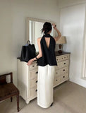 KYLETHOMASW  -  Small Sexy Backless Hanging Neck Style Ribbon Vest Women Summer New Item Niche Retro Loose Versatile Shirt