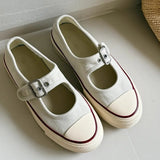 KYLETHOMASW  -  Thick Bottom Mary Jane Shoes Breathable Hollow out Canvas Versatile Summer New Style Metal Decorated Mid Heel Casual Women's Foo