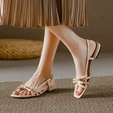 KYLETHOMASW  -  Summer Gladiator Women Sandals Casual Open Toe Red Patent Leather Shoes Ladies Elegant Flats Sandalias