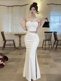 KYLETHOMASW  -  Elegant Sexy Long Evening Gown with Mesh Splice And Side Slit High Waist Bodycon Dress for Women Party Ball Celebration