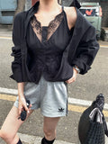 KYLETHOMASW  -   Elegant Lace Shirts Women New Fashion Slim 2024 Daily High Street Full Sleeve Sexy All Match Autumn Daily Casual