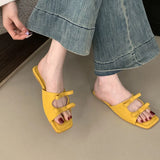 KYLETHOMASW  -  Fashion Butterfly-Knot Ladies Flats Slippers Shoes Female Square Toe Summer Beach Slides Slippers Sandals Shoes For Women