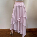 KYLETHOMASW  -  Long Skirts Women French Style Elegant Irregular Slim Sexy Fashion Ruffles Temperament Sweet Skirt Female Party Casual