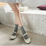 KYLETHOMASW  -  Fashion JK Women Mary Jane Shoes Ladies Causal Shallow Butterfly-knot Shoes Spring Autumn Female Leather Shoes