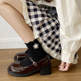 KYLETHOMASW  -  New Autumn Women Mary Jane Shoes Simple Glossy PU Ladies Causal Uniform Low-heeled Shoes Fashion Versatile Lolita Women's Pumps