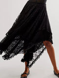 KYLETHOMASW  -  New Fashion Womens Midi Skirts Lace Elastic High Waist Skirts Spring Summer Irregular Hem Casual Skirts Hot Sale S M L