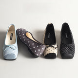 KYLETHOMASW  -  Polka Dot Flat Head Square Ballet Shoes Women's Versatile  Knot Gentle Fairy Style for Skirts Spring Season Fashion