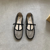 KYLETHOMASW  -  Summer Designer Cosy Mesh Heels Women Flat Shoes Fashion Round Toe Buckle Strap Casual Outdoor Dress Sandals