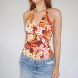 KYLETHOMASW  -  French vacation style twisted neck tie flower sexy backless suspender, spicy girl cinched waist slimming casual vest