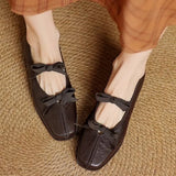 KYLETHOMASW  -  Mary Jane New Women Shoes Ballet Bow Square Toe Mid Heels Nude Shoes Fashion Casual Elegant Shallow Pumps