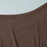 KYLETHOMASW  -  summer new style sloping shoulder off-shoulder T-shirt asymmetric pleated pure color short sleeve