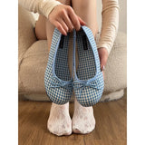 KYLETHOMASW  -  Blue Sweet  Knot Shallow Mouth Single Shoes Women's New Fashion Match Skirts Mary Janes Shoes Elegant Spring Flats