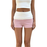 KYLETHOMASW  -  Women's Fold Over Shorts Y2K Micro Mini Shorts Elastic Waist Pajama Bottoms Summer Casual Short