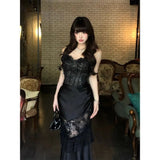 KYLETHOMASW  -  Spring French Elegant Vintage Gothic Dress Women's Backless Lace Strapless Long Party Dress Sexy Hollow-out Evening Gown