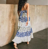 KYLETHOMASW  -  Cotton Rayon Boho Beach Floral Printed Long Strap Dresses Women Robe Sexy Sleeveless Deep V Neck Summer Dress Casual Vestidos