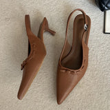 KYLETHOMASW  -  New Fashion Butterfly-knot Buckle Strap Woman Pumps Elegant Slingbacks Thin Low Heels Wedding Party Shoes