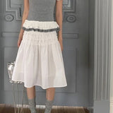 KYLETHOMASW  -  Japanese Preppy Style Women Skirts Solid Ruffles Sweet Long Skirt Fashion Spring Summer A-line Faldas Mujer