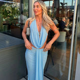 KYLETHOMASW  - Elegant Long Dress Set Fashion Mesh See Through Backless Vest Bandage Skirt Set Summer Vacation Party Women Dress Set