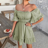 KYLETHOMASW  -  Three Sisters New Fashion Summer Fresh Sweet Birthday Party Holiday Prom Woman Clothing  Solid Color Flare Sleeve Fairy Dress