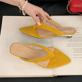 KYLETHOMASW  -  New In Fashion Pointed Toe Women Wedges Slippers Female Flip flops Slides Ladies Low Heel Wedges Slippers Sandals Shoes Pumps