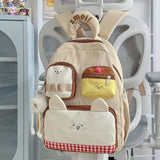 KYLETHOMASW  -  Japanese Girls Cartoon Schoolbags Women Students Kawaii Ins Pockets Backpack Y2k Patchwork Fashion High-capacity Plaid Backpacks