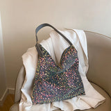 KYLETHOMASW  -  Sparkling Sequin Large Tote Bag Fashion Trendy Elegant All-Match Shoulder Bag Casual Large Capacity Handbag