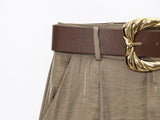 KYLETHOMASW  -  Minimalist Gold Satin Wide Leg Pants Women's French Office Ladies Lazy High Waist Loose Pants Trousers Women