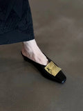 KYLETHOMASW  -  Metal-buttoned Toe, Half-slipper, Female, Inwardly Height-increasing, Square-headed, One-footed, Lazy Person's Drag