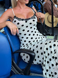 KYLETHOMASW  -  Y2k Polka Dot Mermaid Slip Dresses Sexy Sleeveless Backless Lace Party Maxi Dress Asymmetrical Ruffle Hem Bodycon Gowns