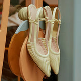 KYLETHOMASW  -  new spring summer women sandals natural leather plus size 22-25cm microfiber+sheepskin+pigskin pointed toe women shoes