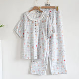 KYLETHOMASW  -  Cotton double-layer gauze lace princess pajamas women's summer new short-sleeved trousers shorts ins loungewear cover