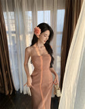 KYLETHOMASW  -  New Women Midi Dress Summer Spaghetti Strap Solid Pleated Sexy Bodycon Elegant Party Slim One Piece Clothes Vestidos