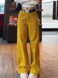 KYLETHOMASW  -  corduroy casual pants for women in autumn and winter popular pants are high waisted warm straight leg wide leg pants